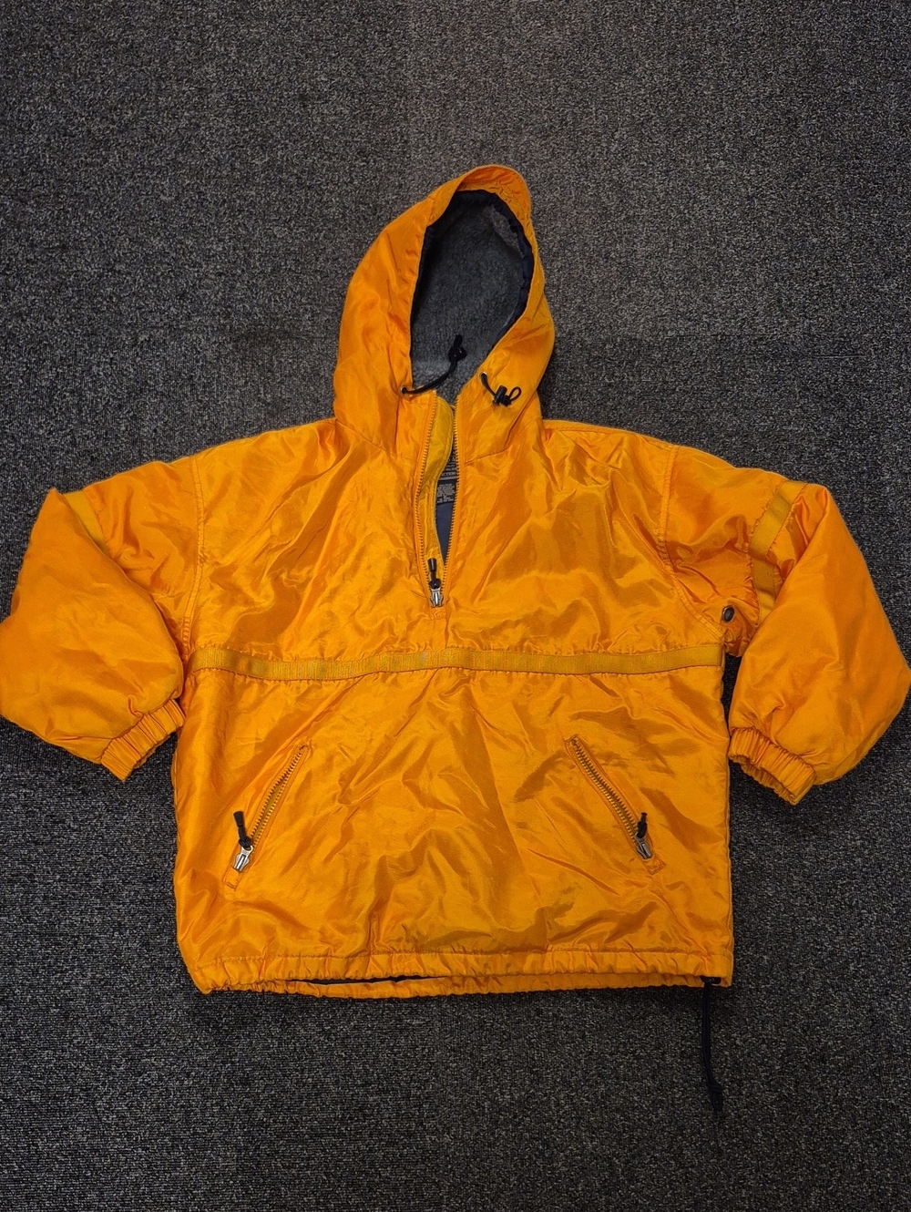 Vintage 90s Abercrombie & Fitch Orange Half Zip Nylon Anorak Windbreaker Size M